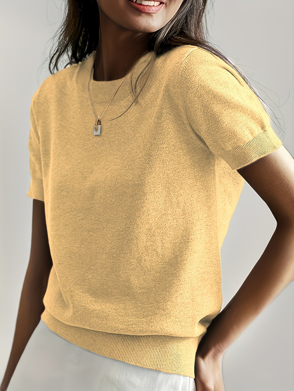 Enhanced Product Title: Leah™ Casual Short Sleeve Top for Women - Stylish and Comfortable Everyday Wear

This optimized title includes relevant keywords for better visibility on Google Shopping while maintaining clarity and appeal for potential customers.