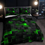3D Grid Gaming Bedding Set – Microfiber Cotton Blend, Breathable, Multiple Sizes