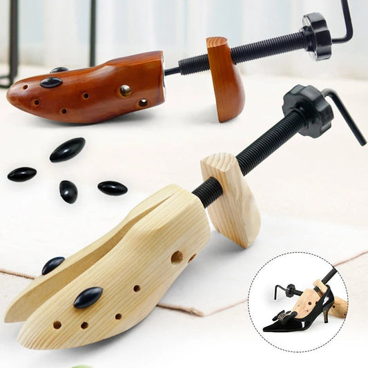 Adjustable Wooden Shoe Stretcher – Solid Wood, Steel Mechanism & 3 Size Ranges