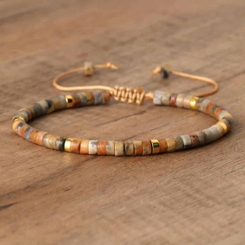Seraphina – Braided Bracelet with 2.4mm Natural Stone Beads