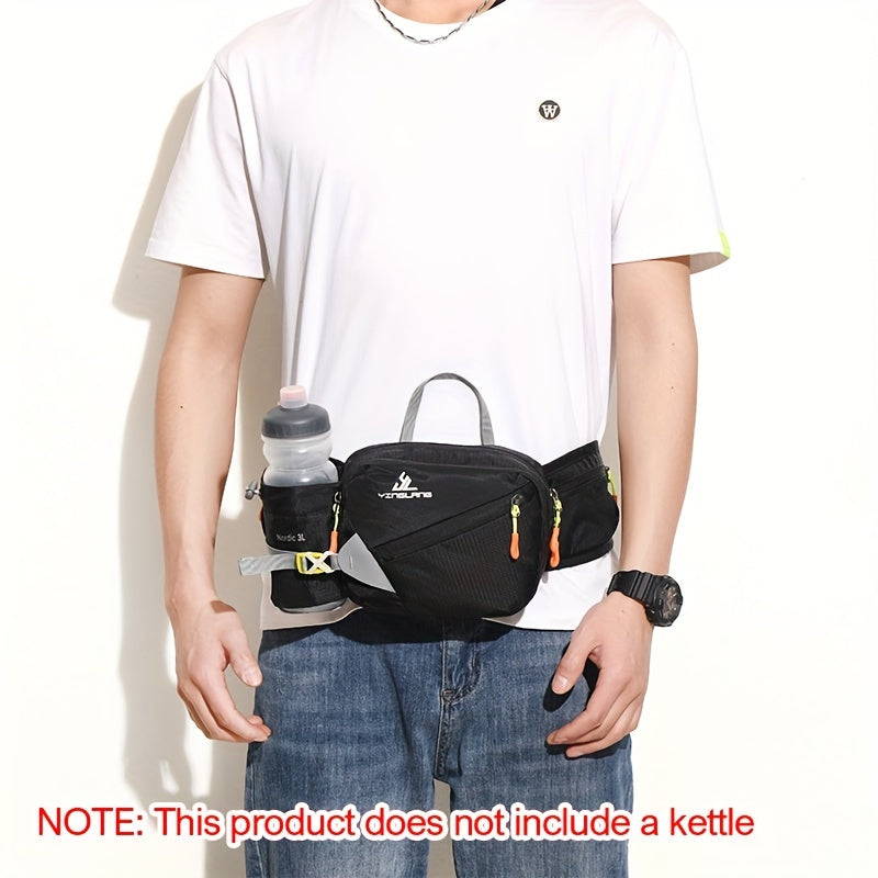 Running Waist Bag with Bottle Holder – 3L Nylon, Adjustable 50–100cm Belt