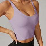 Pickleball Backless Crop Tank V Neck Stretch Athletic Top