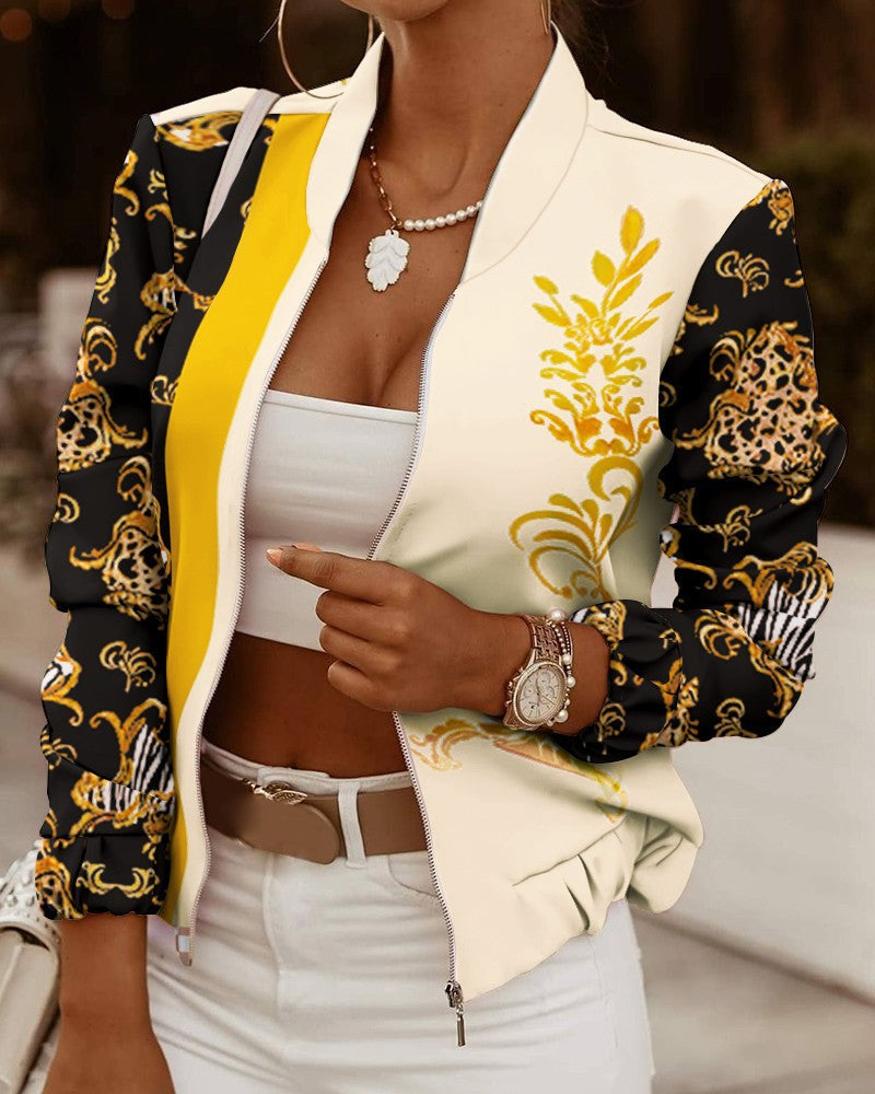 Women's high neck bomber jacket, view 5
