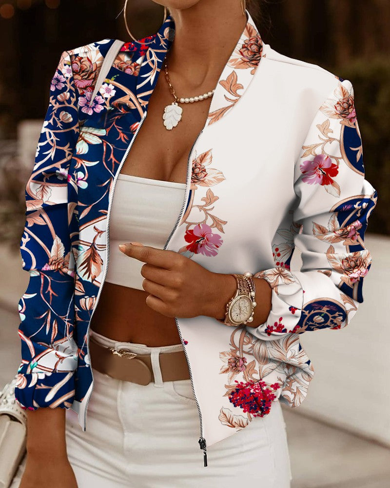 Women's high neck bomber jacket, view 6