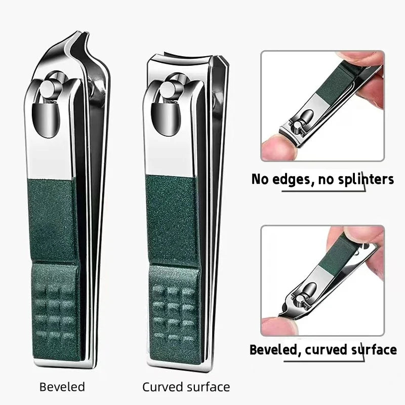 Stainless Steel Nail Clipper Set – 4-Piece, Anti-Splash Design & Nail File