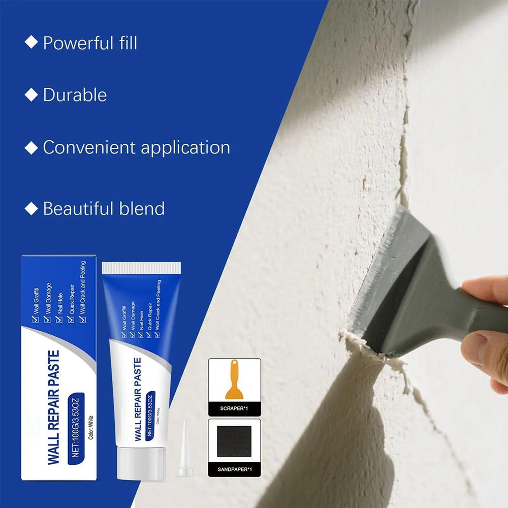Wall Repair Paste – Fills Holes to 33cm, Moisture-Resistant, Paintable, with Tools