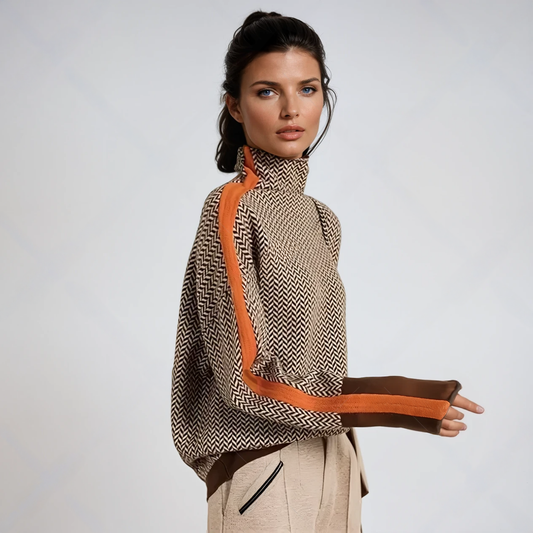 Clara Striped Turtleneck Sweater - Stylish & Cozy Women's Knitwear