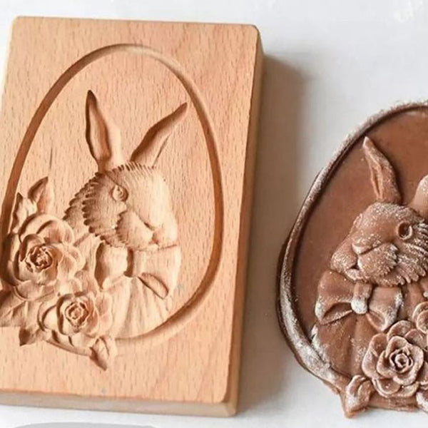 Hand-Carved Wooden Cookie Mold – Non-Stick, 20 Designs & 6–14cm