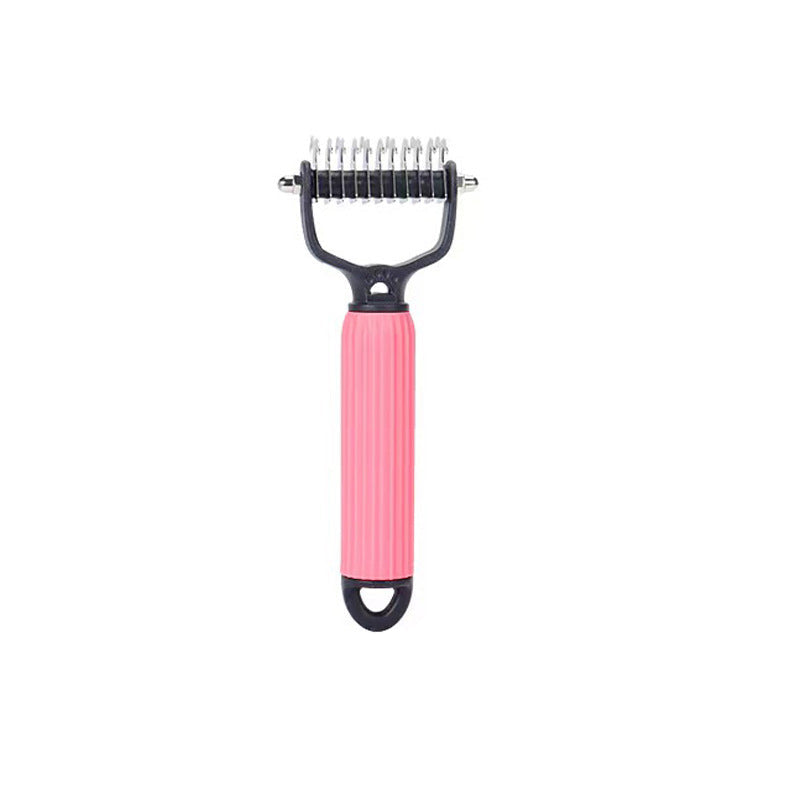 Pet Deshedding Grooming Brush – Safety Blades, Anti-Mat & Ergonomic Grip