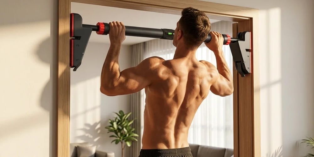 Doorway Pull-Up Bar – Steel, No-Drill Clamp & Built-In Level