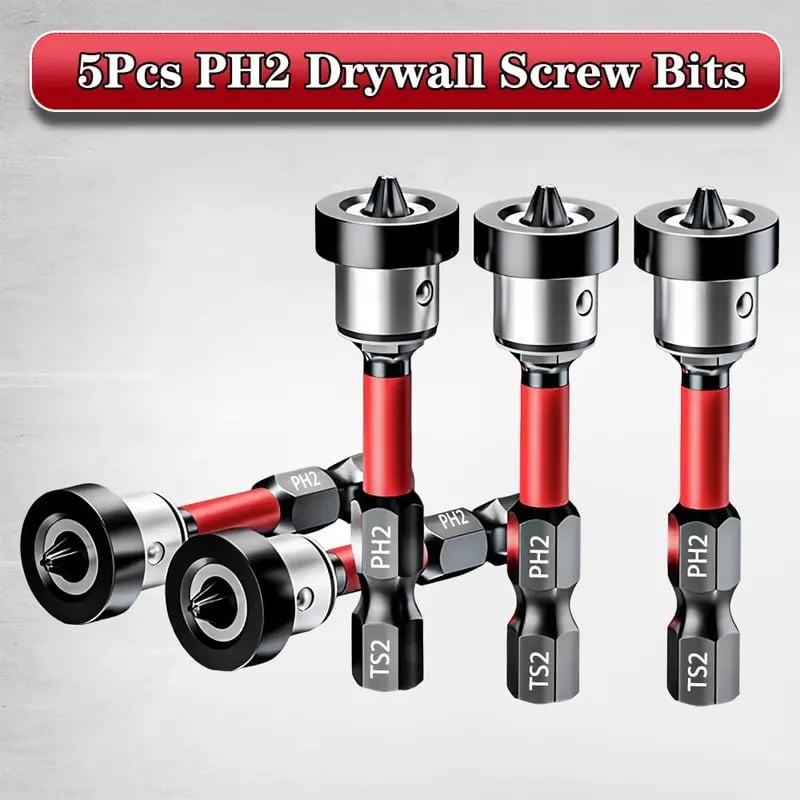 Magnetic Screwdriver Bits – S2 Steel, Adjustable Depth Stop & 1/4" Hex Shank