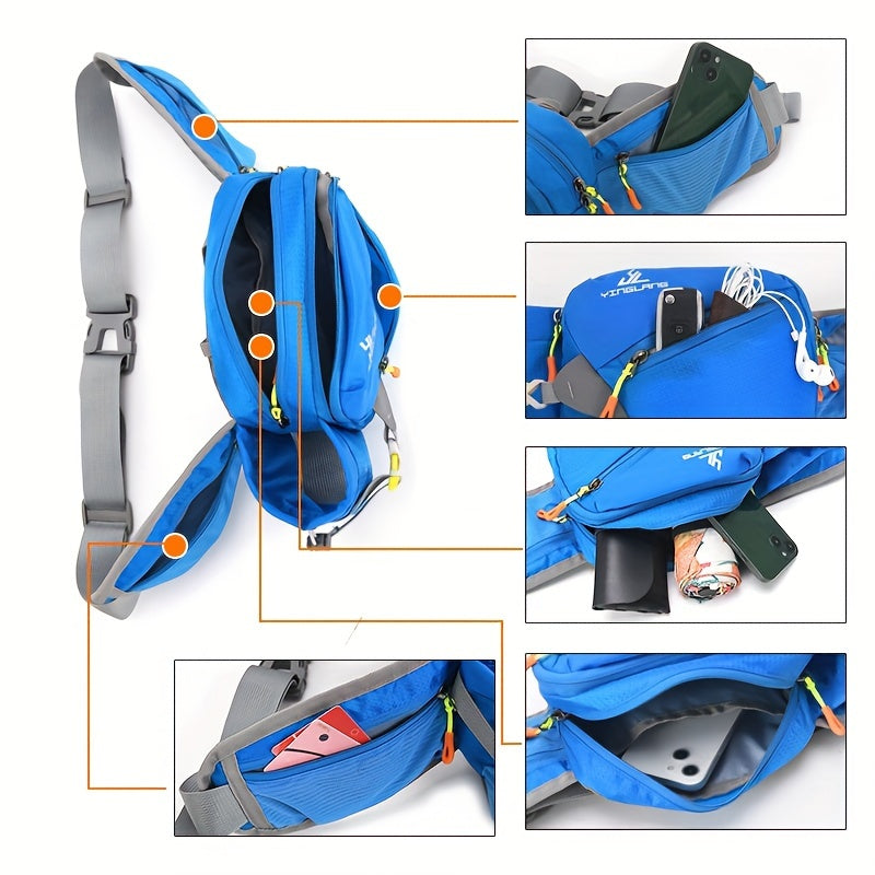 Running Waist Bag with Bottle Holder – 3L Nylon, Adjustable 50–100cm Belt