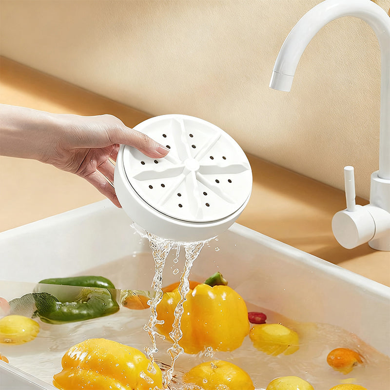 Vegetable Washer – USB Swirl Technology, Waterproof & Compact 10×7cm