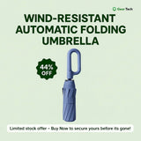Compact Automatic Folding Windproof Umbrella with Ergonomic Clip Handle - Durable & Lightweight Design