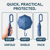 Compact Automatic Folding Windproof Umbrella with Ergonomic Clip Handle - Durable & Lightweight Design