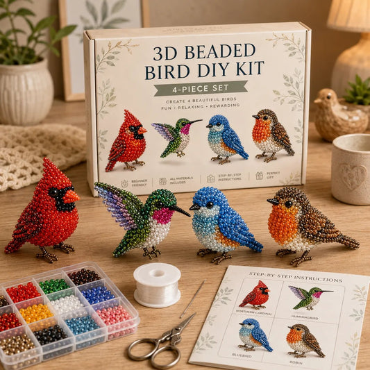 3D Beaded Craft Kit – Glass Bead Animal Figures, Beginner-Friendly & 12 Motif Sets