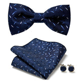 Men's Bow Tie Set – Pocket Square & Cufflinks, Polyester & 36 Designs