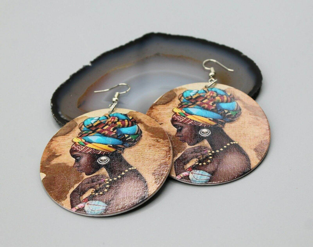 Handcrafted Afrocentric Wooden Drop Earrings | Lightweight Statement Jewelry for Unique Style