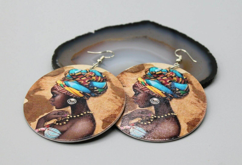 Handcrafted Afrocentric Wooden Drop Earrings | Lightweight Statement Jewelry for Unique Style