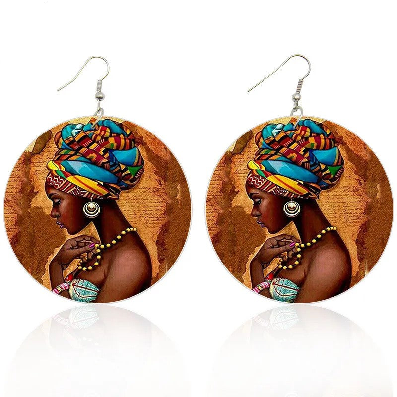 Handcrafted Afrocentric Wooden Drop Earrings | Lightweight Statement Jewelry for Unique Style