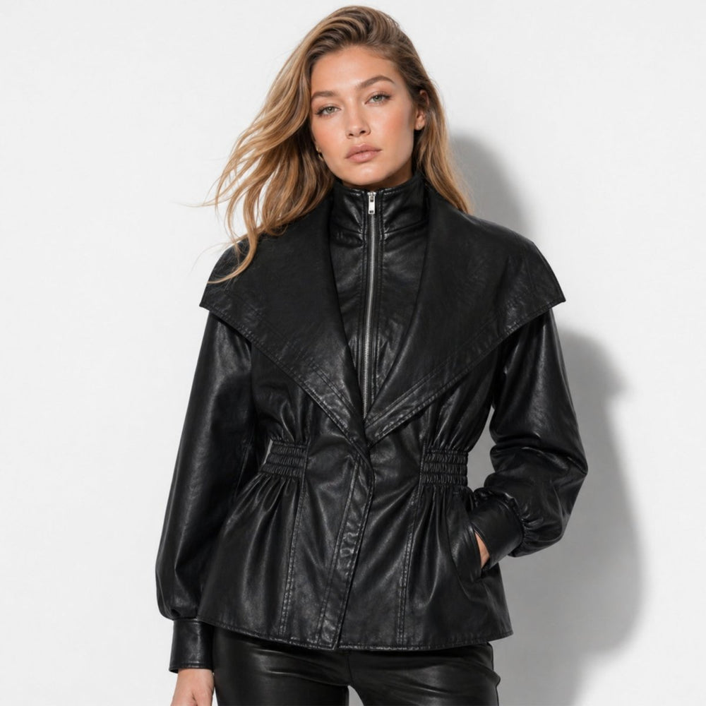 Women's tailored leather jacket, view 2