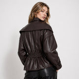 Women's tailored leather jacket, view 4