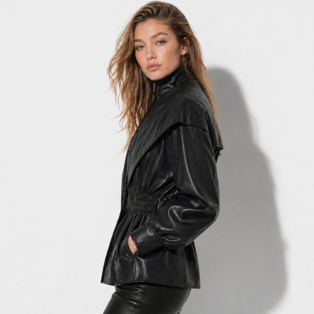 Women's tailored leather jacket, view 5