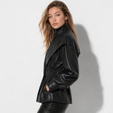 Women's tailored leather jacket, view 5