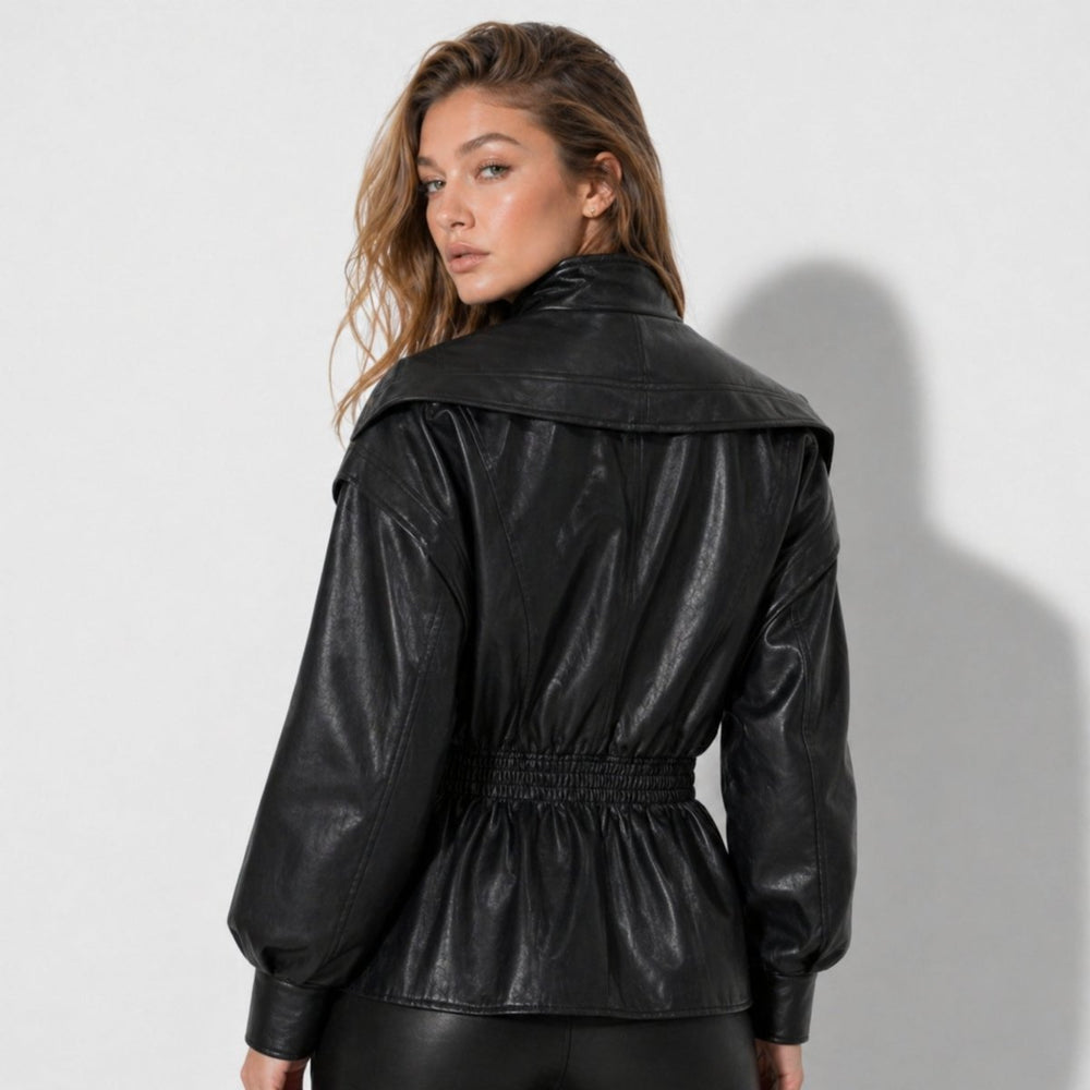 Women's tailored leather jacket, view 6