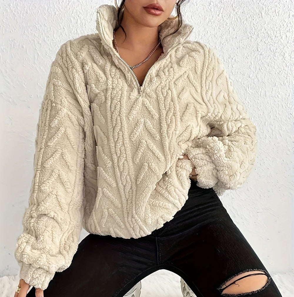 Women's cable-knit sweater, view 1