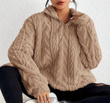 Women's cable-knit sweater, view 3