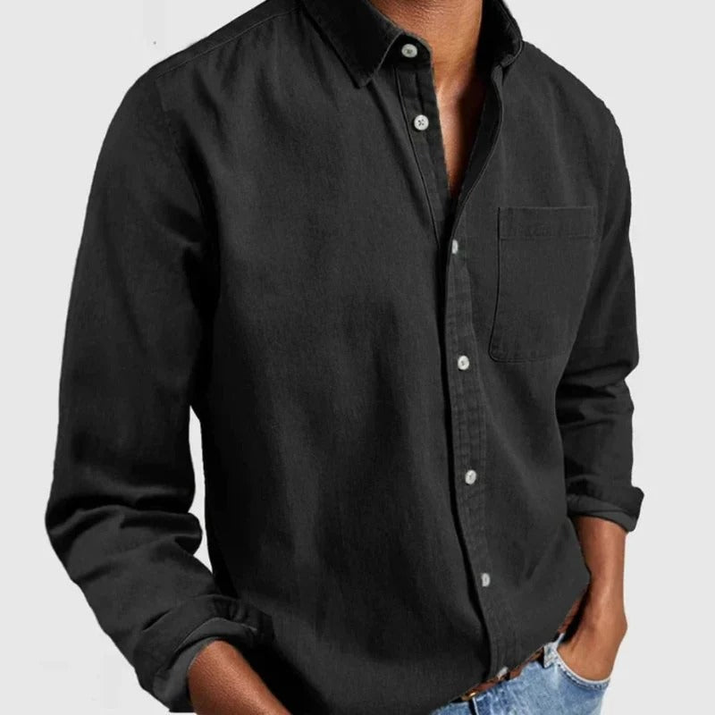 Dorian Men's Denim Shirt – Black