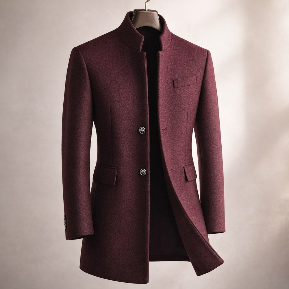 Men's high neck coat, view 2