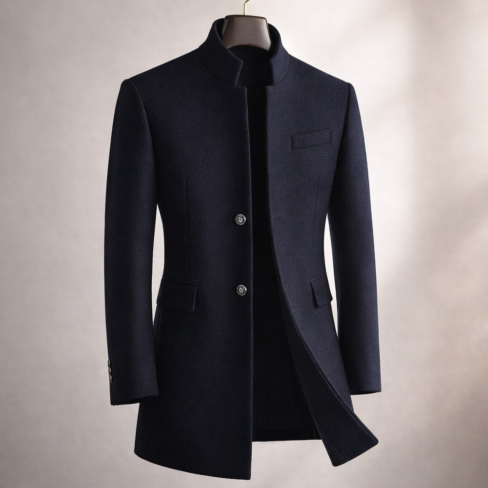 Men's high neck coat, view 3