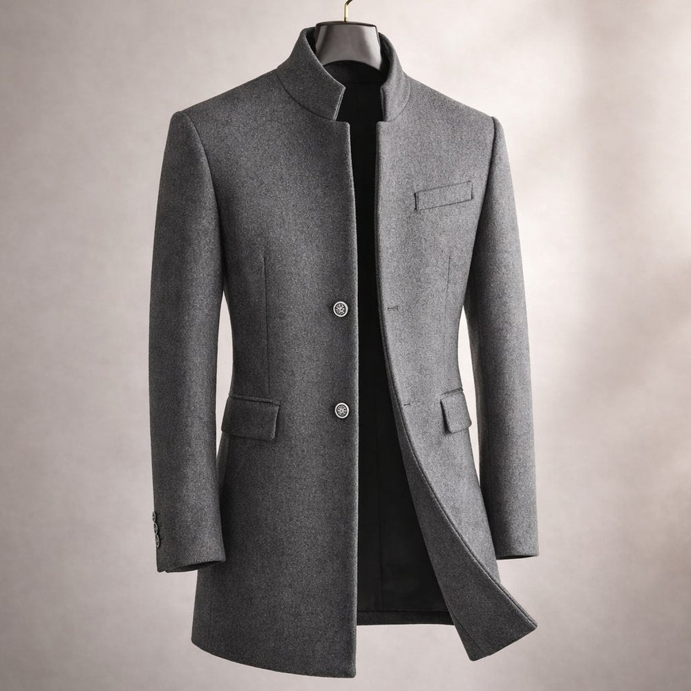 Men's high neck coat, view 4