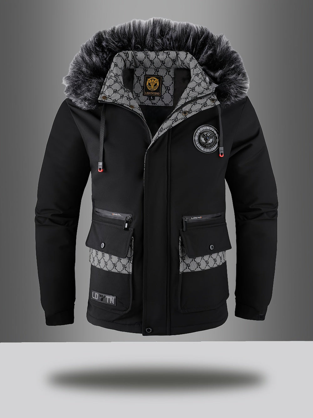 Men's hooded coat, view 2