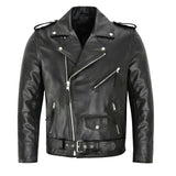 Men's zip-up leather jacket, view 2