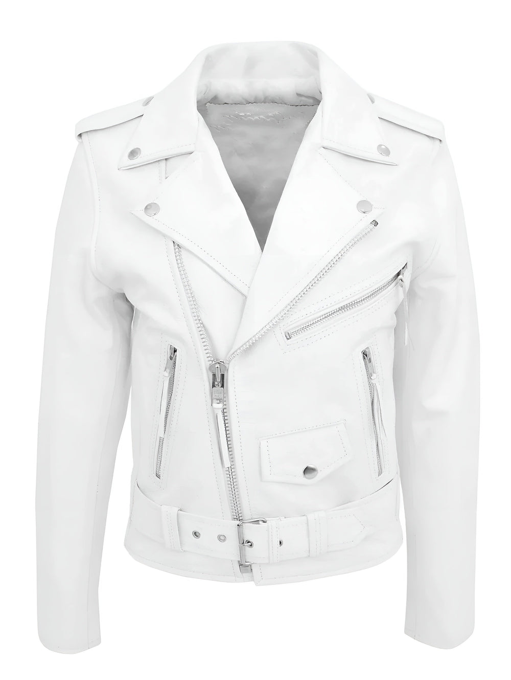 Men's zip-up leather jacket, view 3