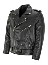 Men's zip-up leather jacket, view 4