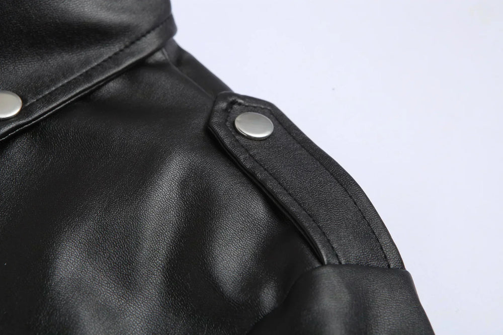 Men's zip-up leather jacket, view 5