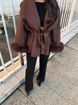 Women's belted coat, view 4