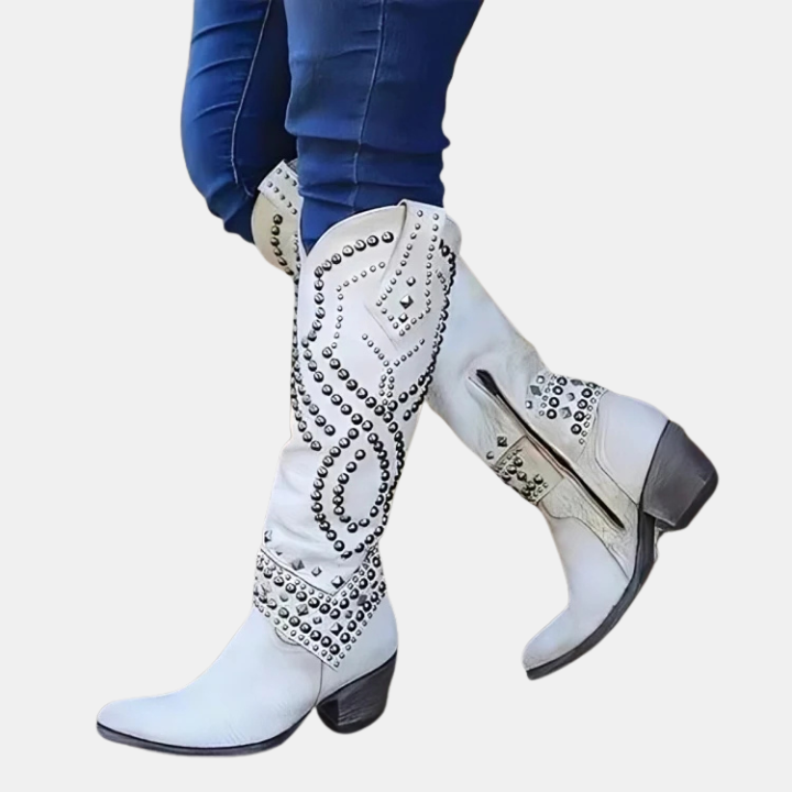 Women's block knee-high boots, view 3