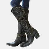 Women's block knee-high boots, view 4