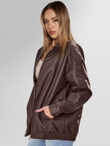 Women's oversized leather jacket, view 3