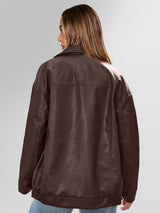 Women's oversized leather jacket, view 4