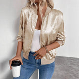 Women's high neck bomber jacket, view 1