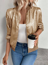 Women's high neck bomber jacket, view 2