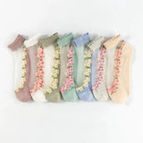 Ankle Socks Lace Trim Floral Comfortable Fit