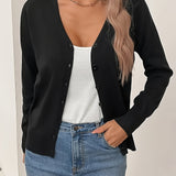 Women's v-neck cardigan, view 3