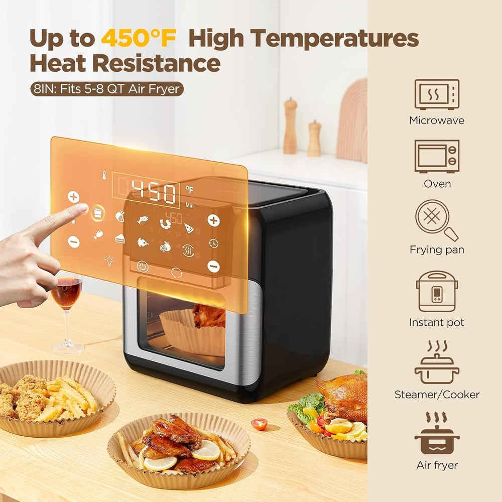 EasyCrisp Anti-Adhesive Disposable Air Fryer Liners - Non-Stick, Eco-Friendly, Perfect for Healthy Cooking